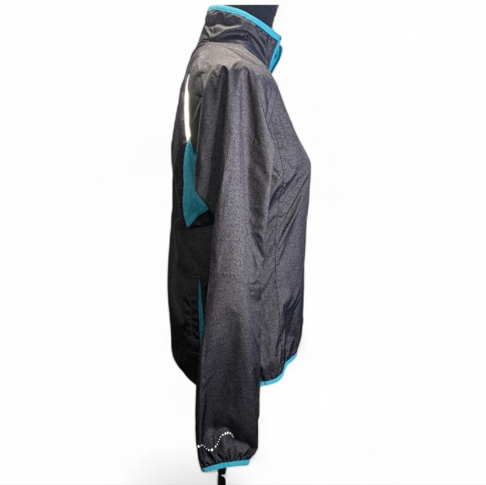 REI Women's Black Paisley Printed Lightweight Biking Jacket with Blue Accents XS - Picture 2 of 14